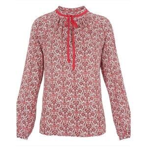 WHISTLES Beautiful Long Sleeves Blouse Size US 4/ UK 8 Red Floral Print 1918